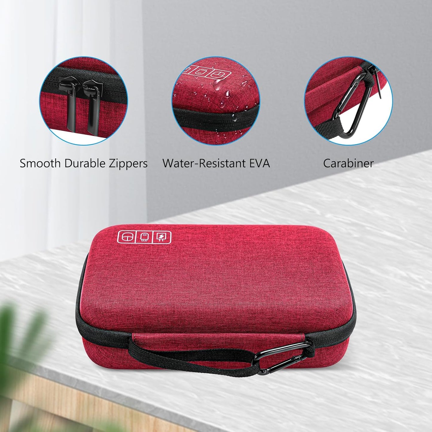 ProCase Hard Travel Electronic Organizer Case for MacBook Power Adapter Chargers Cables Power Bank Apple Magic Mouse Apple Pencil USB Flash Disk SD Card Small Portable Accessories Bag -L, Black