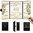 Crenics 40th Birthday Decorations Black and Gold, Creative 40th Birthday Guest Book Alternative, 40th Birthday Signature Book 18 x 12 inch, Great 40th Birthday Gifts for Men or Women