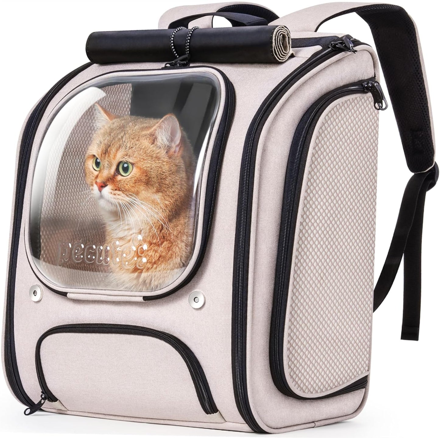 Pecute Bubble Cat Backpack, Large Space Cat Backpack Carrier with Breathable Mesh, Cat Carrier with Space Capsule Clear Bubble Window for Kitten and Puppy, Used in Travel Hiking Walking Outdoor,Green