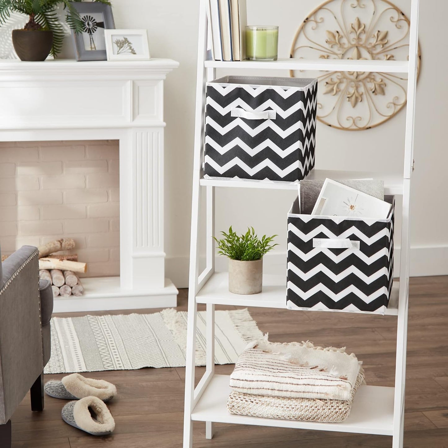 DII Foldable Fabric Storage Containers for Nurseries, Offices, Closets, Home Decor, Cube Organizers & Everyday Storage Needs, (Large - 11 x 11 x 11) Scroll Nautical Blue - Set of 2