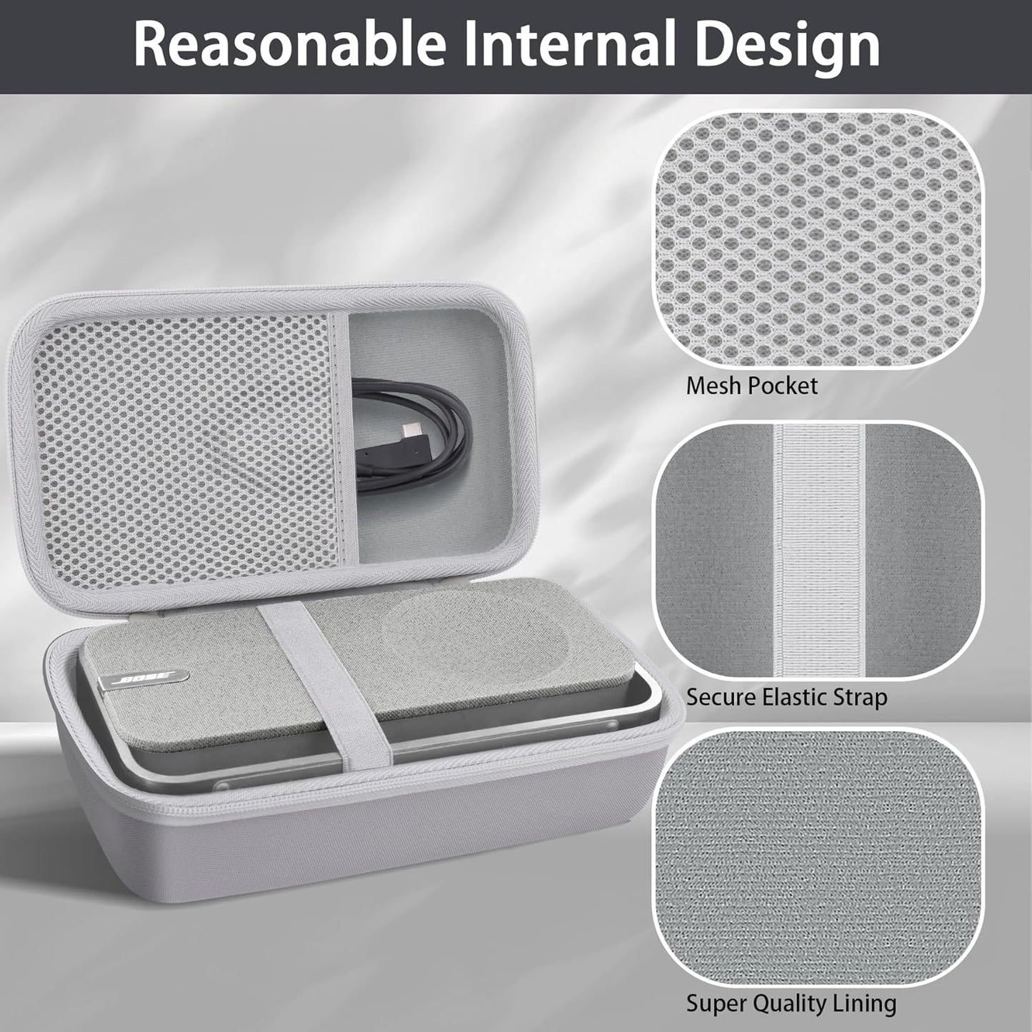Bose SoundLink Home Bluetooth Speaker Hard Protective Case, Portable Travel Case Replacement (Silver White Case) - co2CREA