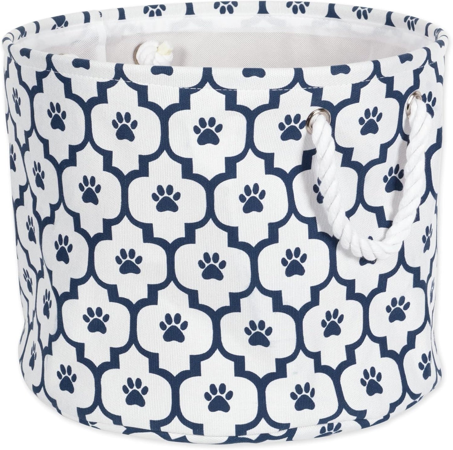 DII Bone Dry RoundSmall Pet Toy and Accessory Storage Bin, 12"(Dia) x9(H), Collapsible Organizer Storage Basket for Home Decor, Pet Toy, Blankets, Leashes and Food-Gray Stripes
