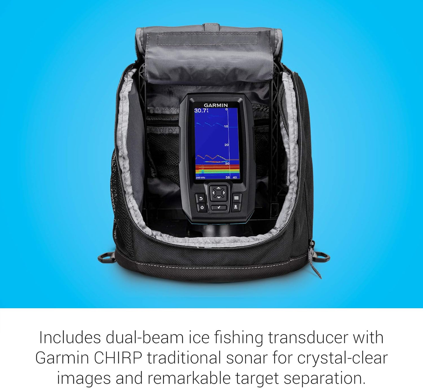 Garmin STRIKER Plus 4 Ice Fishing Bundle, Includes Portable STRIKER Plus 4 Fishfinder and Dual Beam-IF Transducer