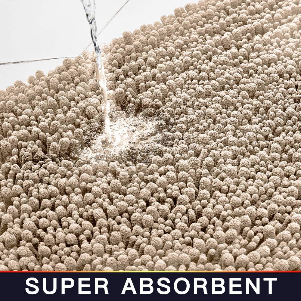 Walensee Bathroom Rug Non Slip Bath Mat (24x17 Inch Blush) Water Absorbent Super Soft Shaggy Chenille Machine Washable Dry Extra Thick Perfect Absorbant Best Small Plush Carpet for Shower Floor