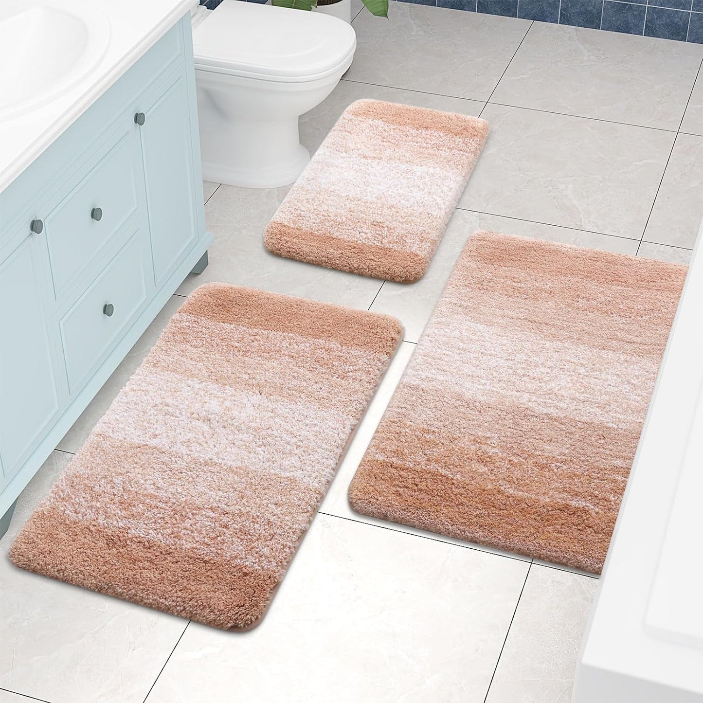 OLANLY Luxury Microfiber Bath Mat, Extra Soft and Absorbent Bathroom Mat, Non-Slip Plush Shaggy Bathroom Rug, Machine Wash Dry, Bath Rugs for Bathroom Floor, Tub and Shower, 16x24, Grey
