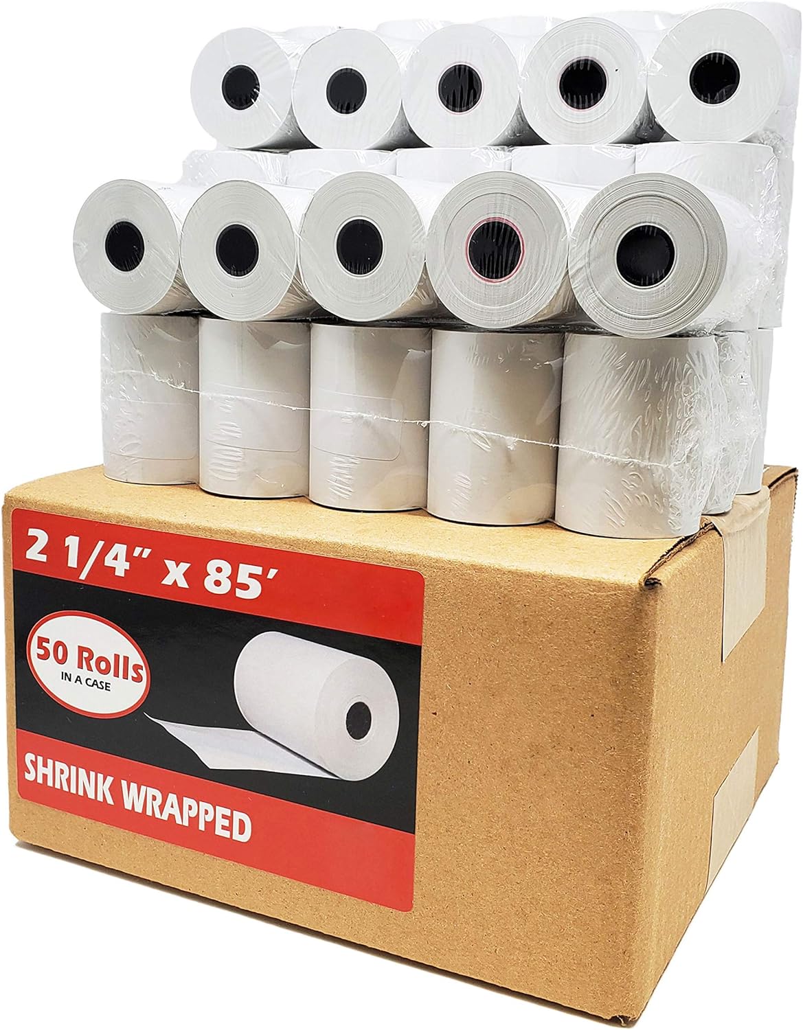 (50 Rolls) 2 1/4 x 50 Thermal Paper Receipt Rolls 2.25 x 50 ft POS Cash Register fits All Credit Card Terminals