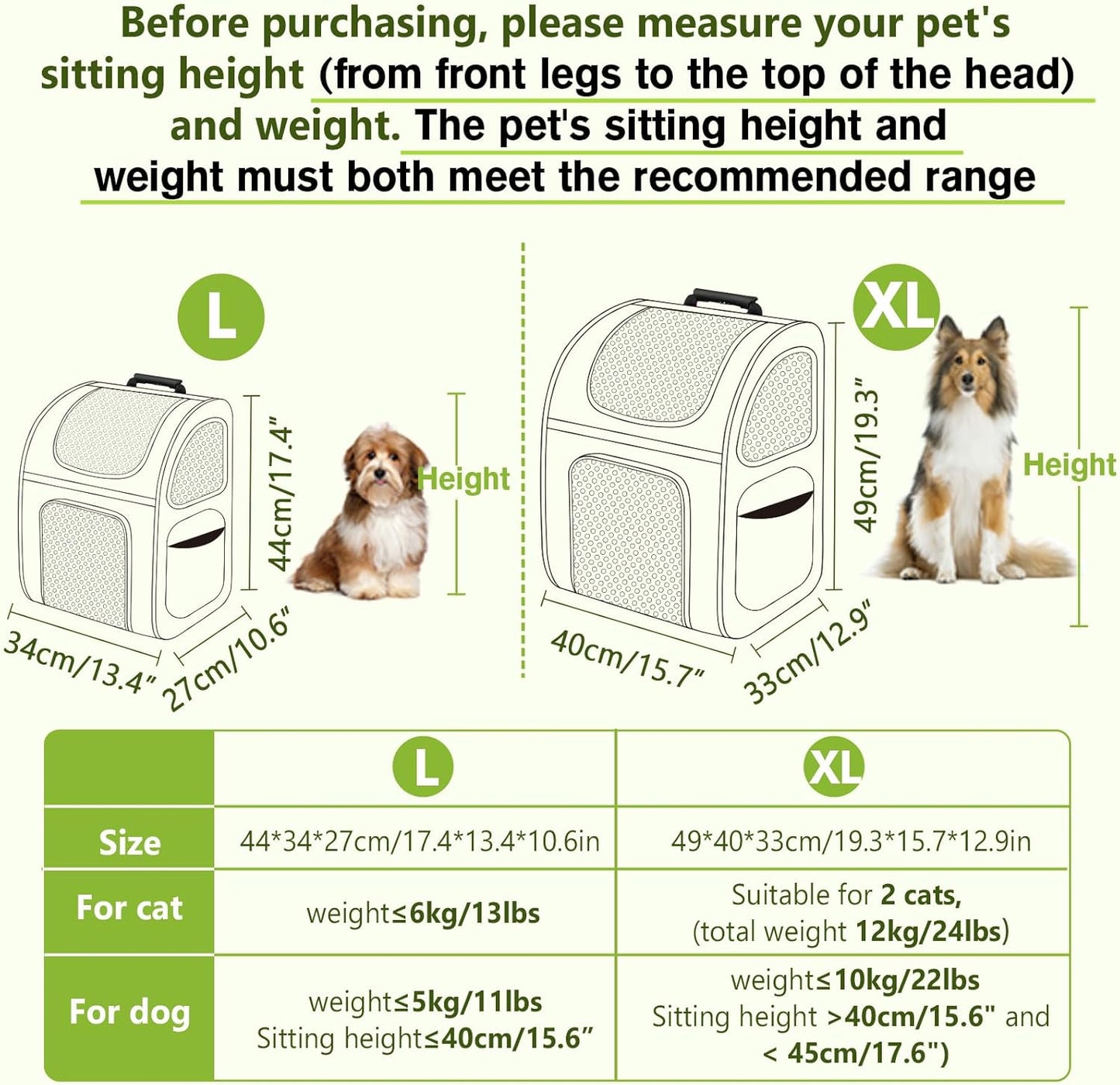 Pecute Pet Carrier Backpack, Dog Carrier Backpack Expandable with Breathable Mesh for Pets <6kg, Pet Backpack Carrier for Hiking Travel Camping Outdoor
