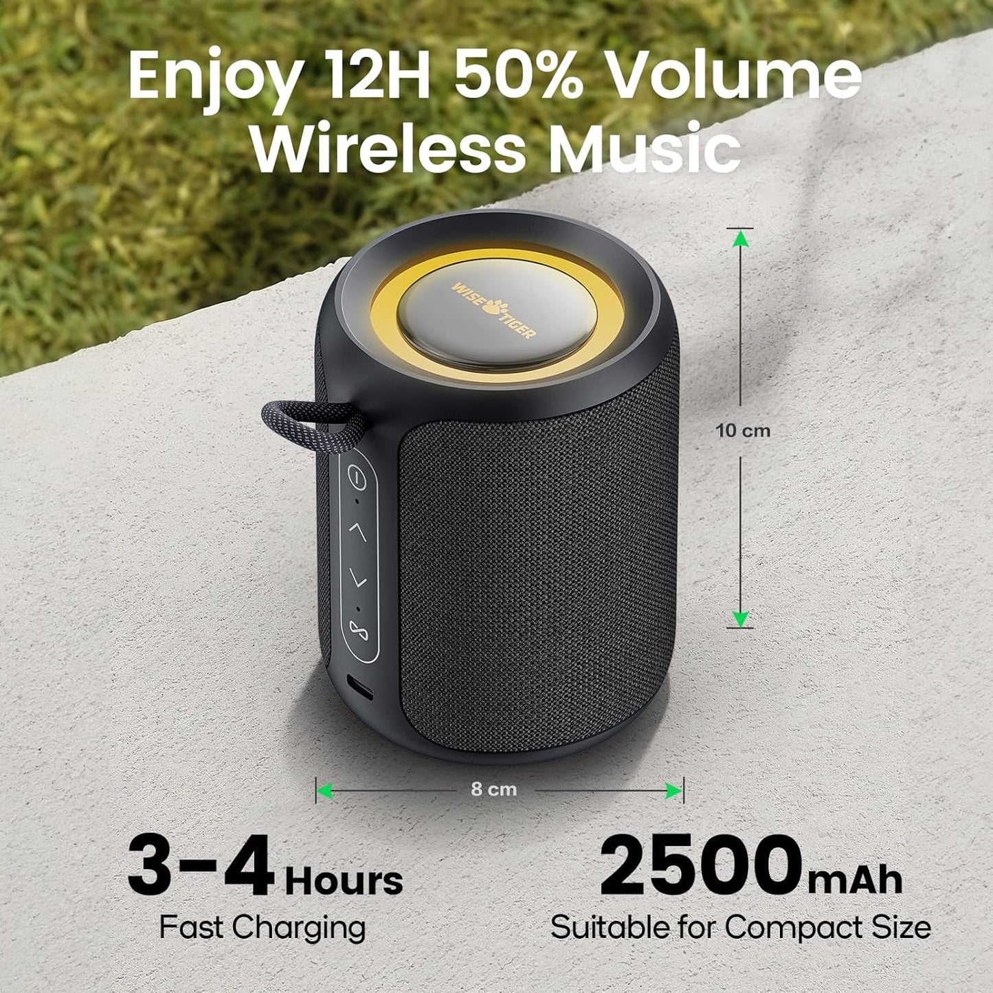 Deeyaple Portable Bluetooth Speaker, IP67 Waterproof Mini Bluetooth Speaker Wireless V5.3 with Stereo Sound,All Day,TWS Pairing,LED Light,Gift for him/her (Black)