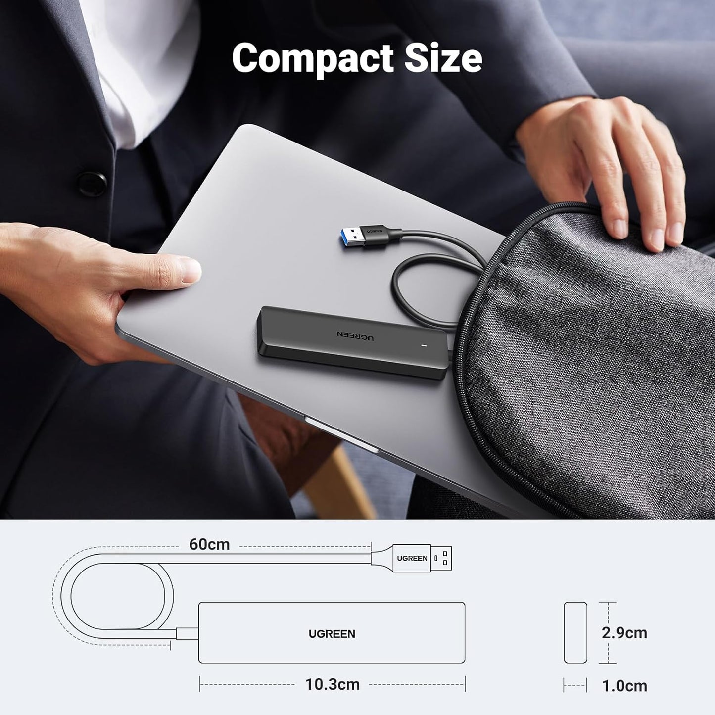 UGREEN USB Hub 3.0, 4 Ports USB A Splitter Ultra Slim Expander for Mouse, Keyboard, Flash Drive, U Disk, Printer Compatible with Laptop, Desktop PC, Xbox, PS5, Mouse, Keyboard and More, 0.5ft