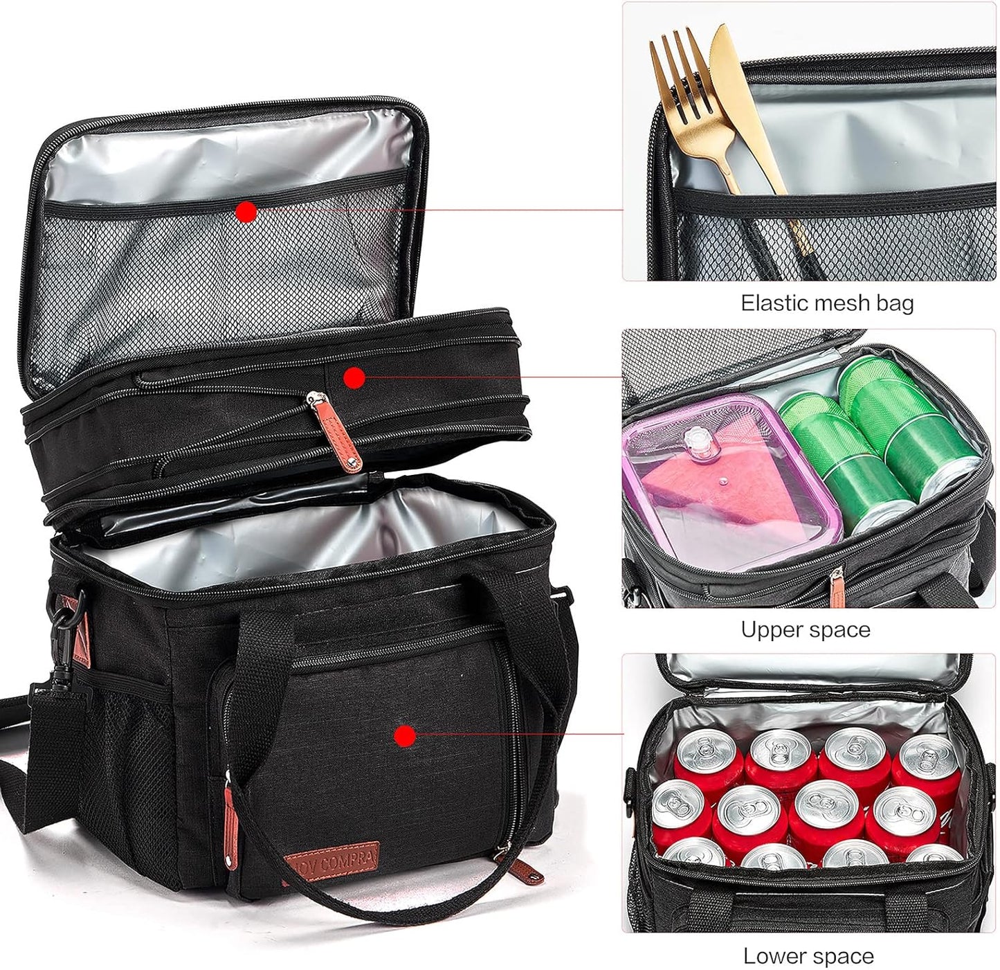 Lunch Bag Women Insulated Lunch Box for Work, Purple Expandable Large Lunch Bags, Leakproof Double Deck Lunch Box Cooler Bag(Purple)