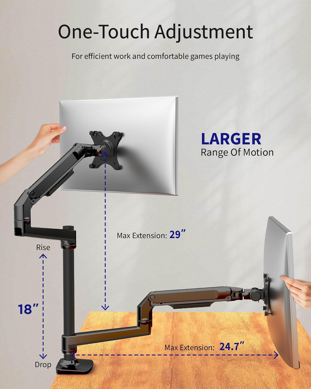 ErgoUnion Dual Monitor Stand for Desk, Vertical Dual Monitor Mount with Wide Range of Motion, Dual Monitor Arm for 17-40" Screen up to 25 lbs Each, Computer Monitor Stand for 2 Monitors - Black