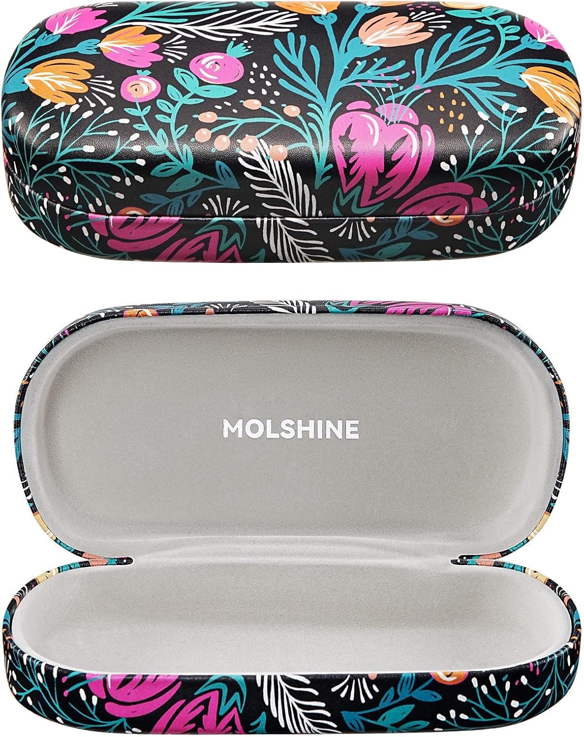 molshine Hard Shell Leather Sunglasses Case,Classic Large Glasses Case for Women Men,Sunglass Eyeglasses