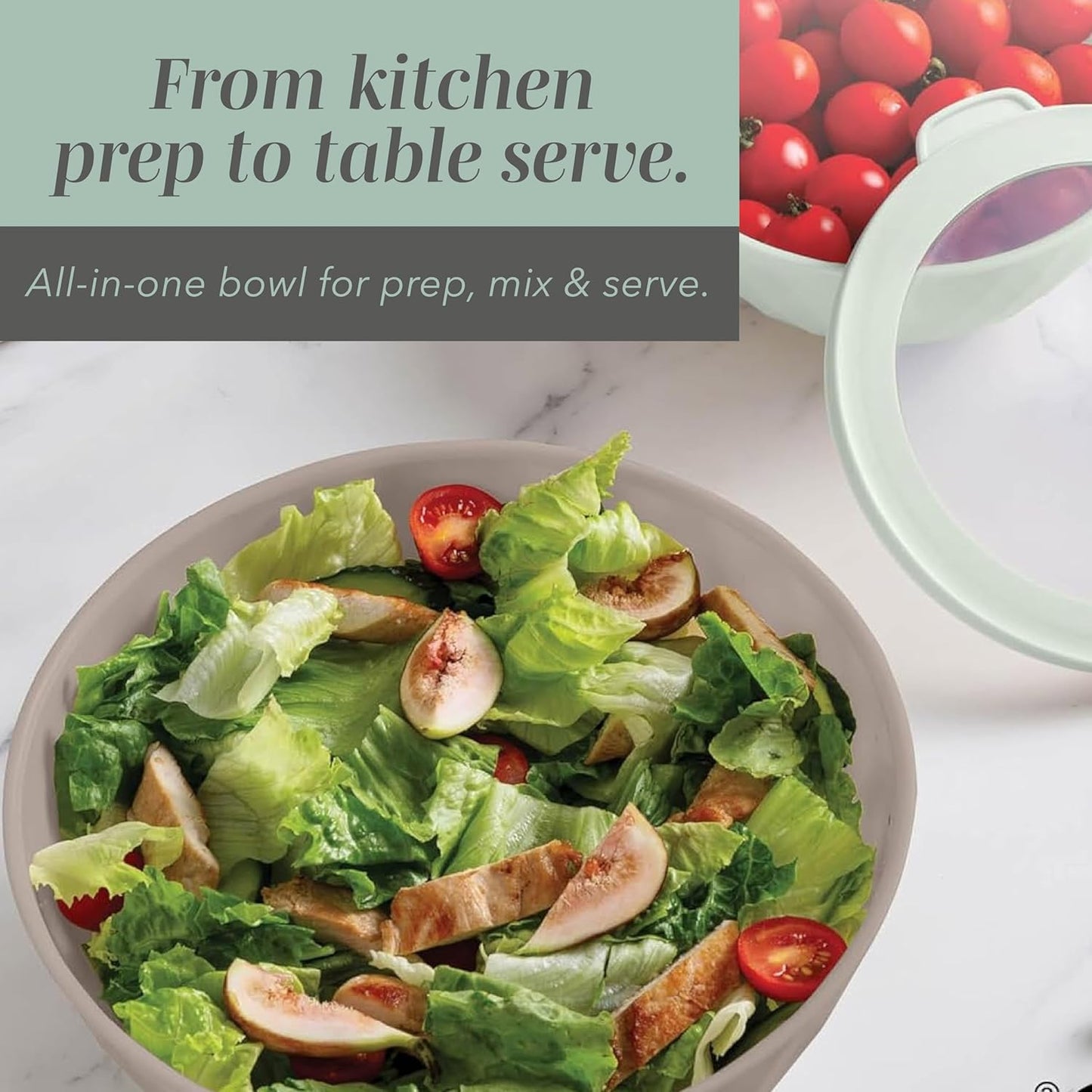 COOK WITH COLOR Mixing Bowls with TPR Lids - 12 Piece Plastic Nesting Bowls Set Includes 6 Prep Bowls and 6 Lids, Microwave Safe Mixing Bowl Set (Mint)