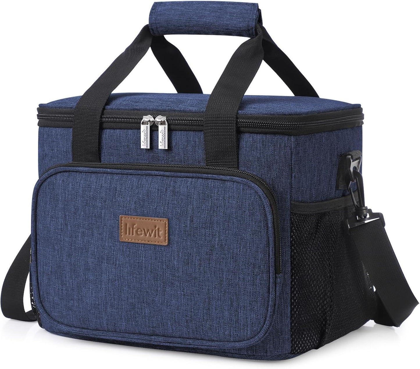Lifewit Lunch Bag for Men, Insulated Lunch Box Leakproof Soft Cooler Cooling Tote for Adult Women, Waterproof Reusable Lunch Bags for Work Office Outdoor Picnic Camping, Black, 12-Can (9L)