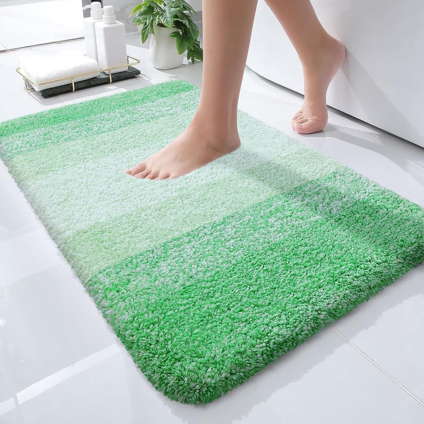 OLANLY Luxury Microfiber Bath Mat, Extra Soft and Absorbent Bathroom Mat, Non-Slip Plush Shaggy Bathroom Rug, Machine Wash Dry, Bath Rugs for Bathroom Floor, Tub and Shower, 16x24, Grey