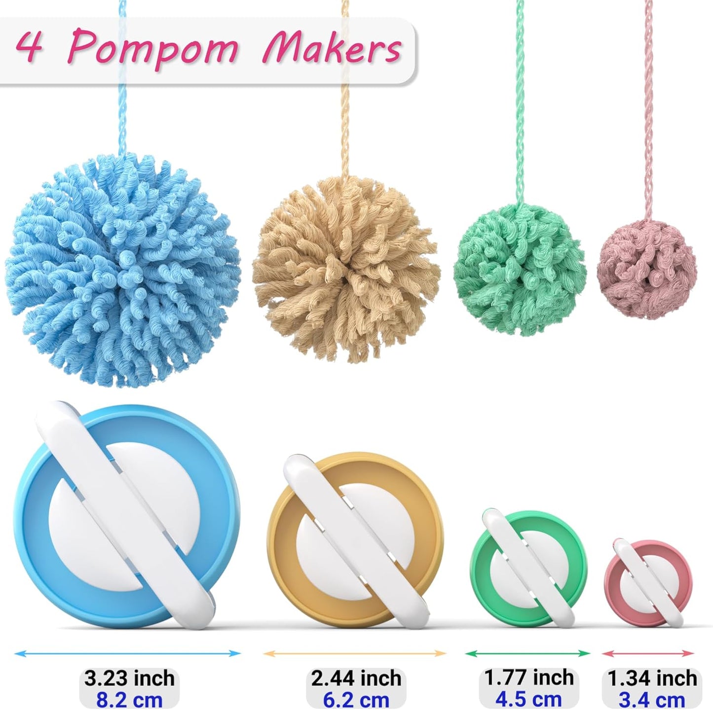 Knitting Loom Kit for Beginners with Pompom Maker – Round and Rectangular Looms for Hats, Scarves, Blankets, Shawls, and DIY Yarn Crafts (10 Pieces) - PuriLite