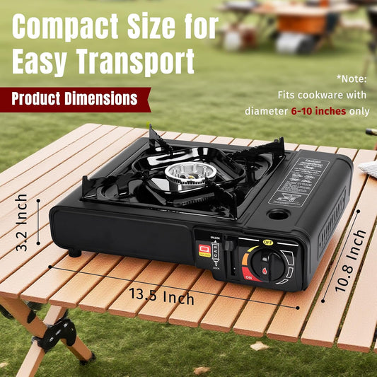 SHINESTAR Butane Camping Stove, 7800 BTUs, Portable with Carrying Case