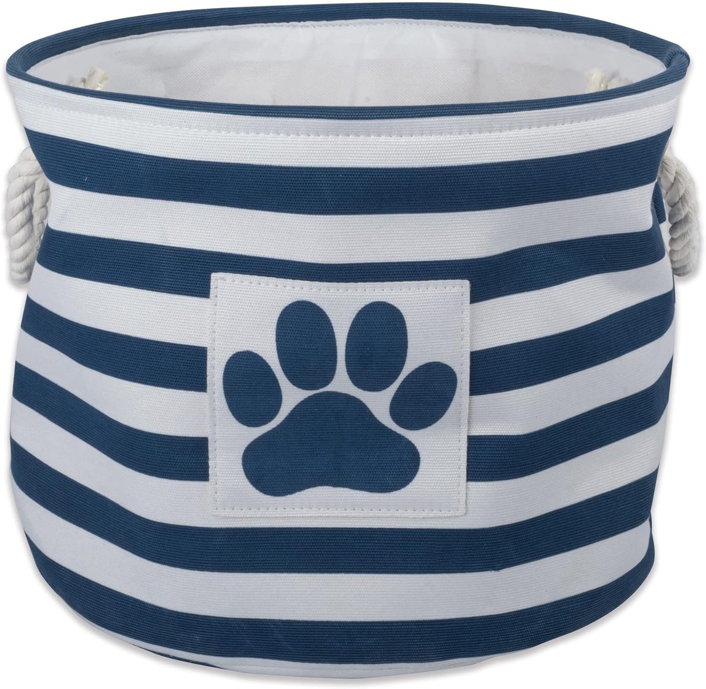 DII Bone Dry RoundSmall Pet Toy and Accessory Storage Bin, 12"(Dia) x9(H), Collapsible Organizer Storage Basket for Home Decor, Pet Toy, Blankets, Leashes and Food-Gray Stripes