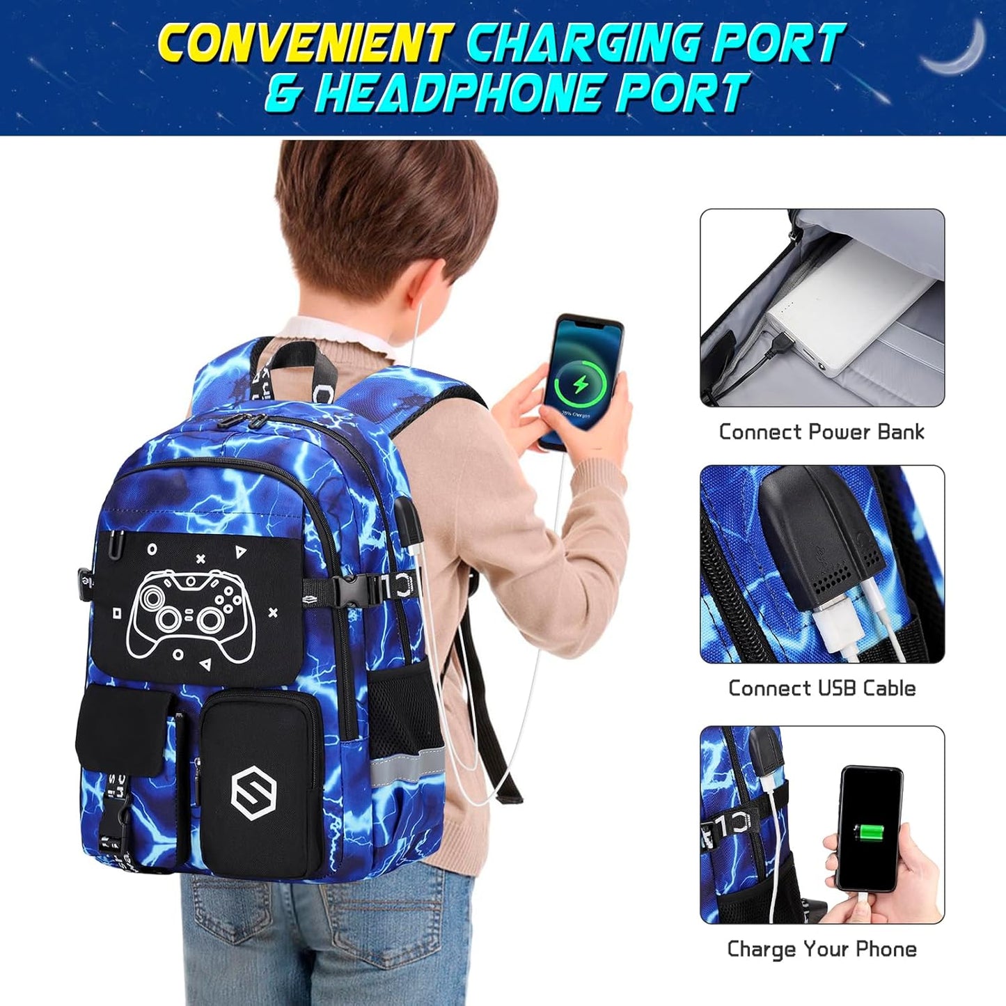 Scothen Cool Luminous School Backpacks for Boys