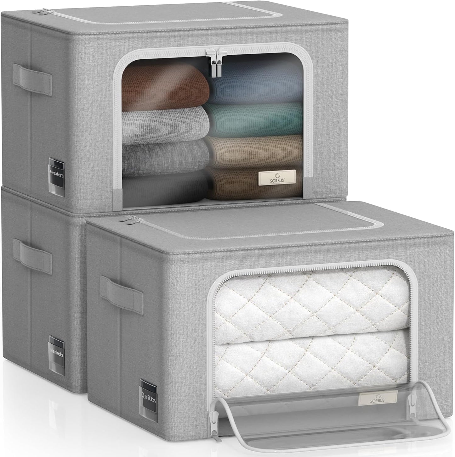 Purilite Select Storage Bins – Foldable Stackable Container Organizer