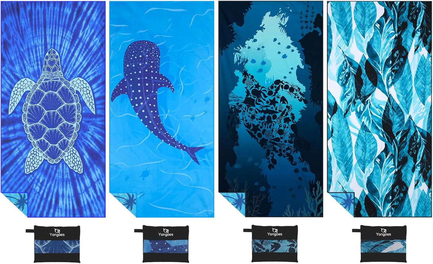 4 Pack Microfiber Lightweight Thin Beach Towel Sand Free Quick Dry Super Absorbent Compact Oversized Large Towels for Swimming Pool Yoga Gym Travel Vacation Beach Accessories Essentials for Adults