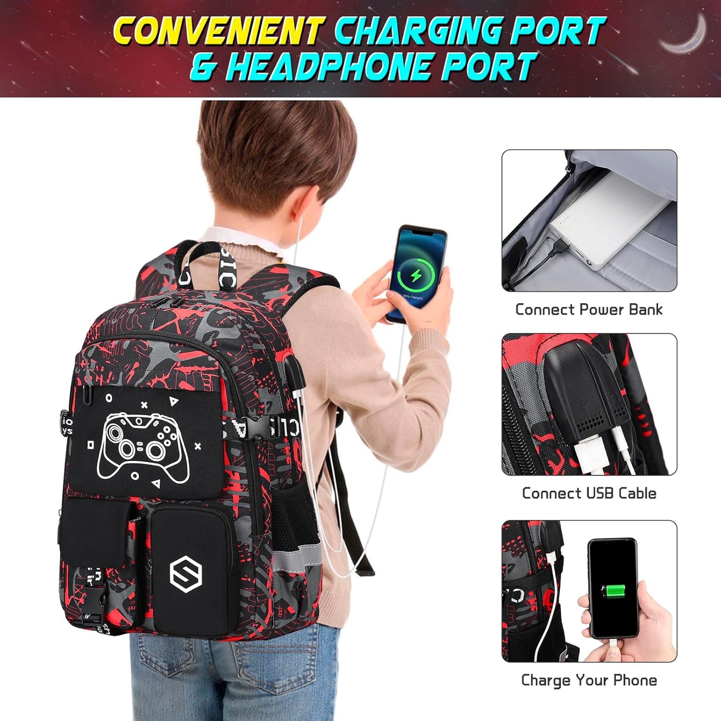 Scothen Cool Luminous School Backpacks for Boys