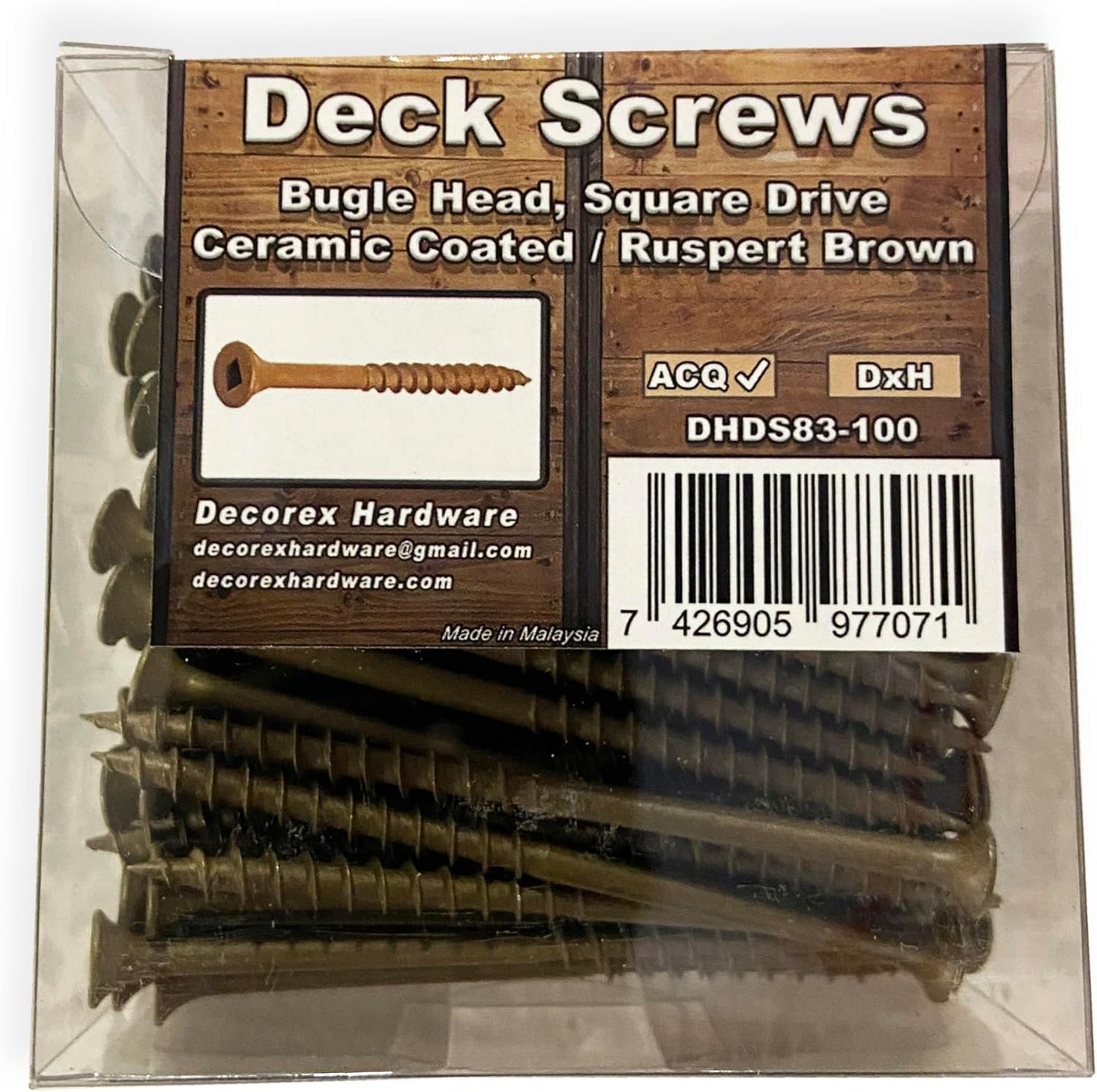#8 x 3" Deck Screws | Square Drive | Bugle Head | Brown Ruspert | 100pcs Box