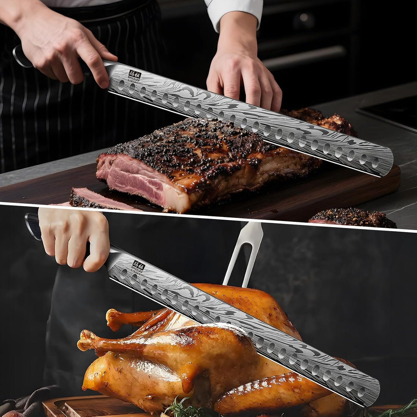 SHAN ZU Fillet Knife 7 Inch, Powder Steel Boning Knife High Carbon Japanese Filleting Knife, Ultra Sharp Deboning Knife for Meat Cutting, Fish Knife with Ergonomic Pakkawood Handle