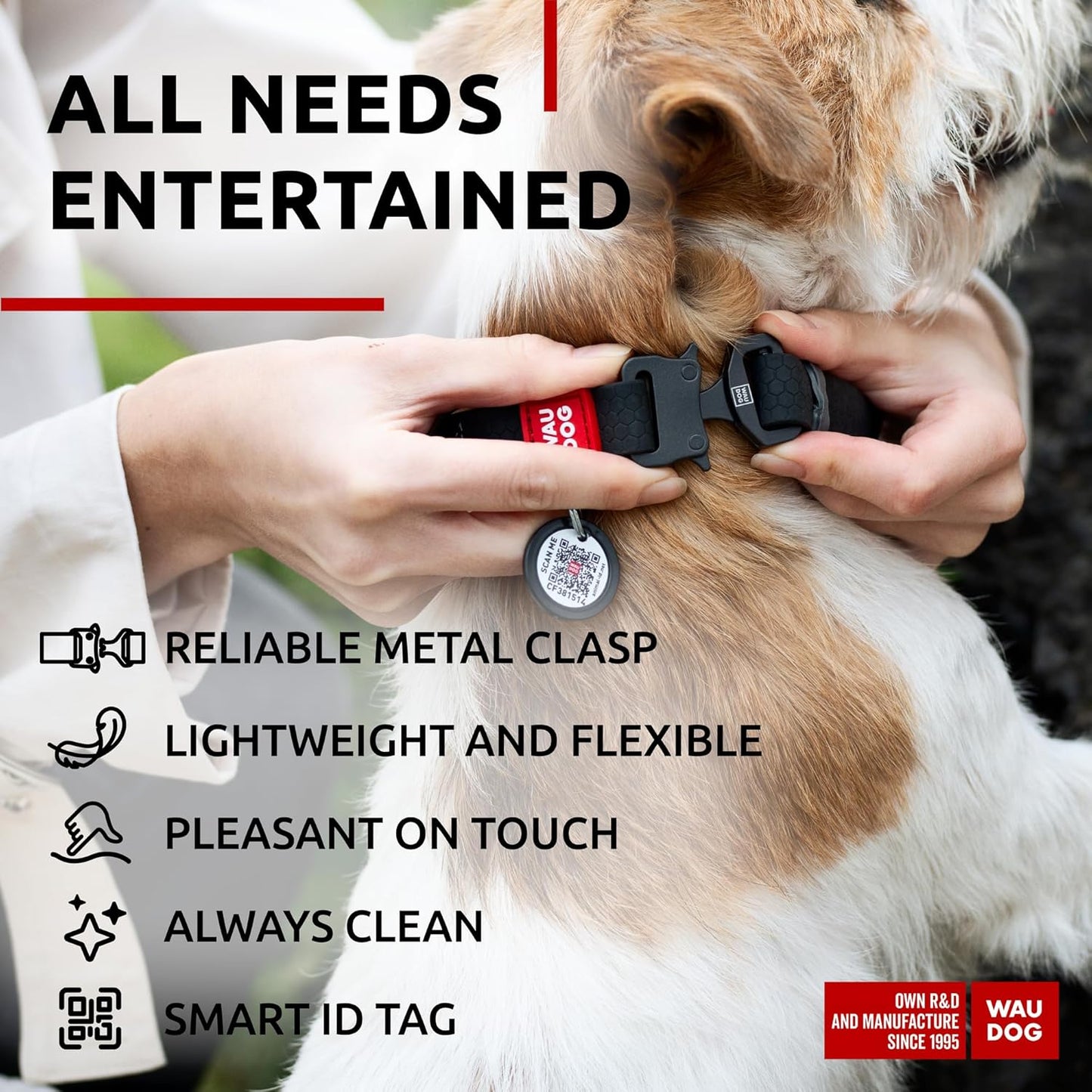 Waterproof Dog Collar - Adjustable Glow Dog Collar for Large Dogs, Small and Medium Dogs - Heavy Duty Dog Collars with Durable Metal Clasp and QR Dog Tag - Glow in The Dark Dog Collars