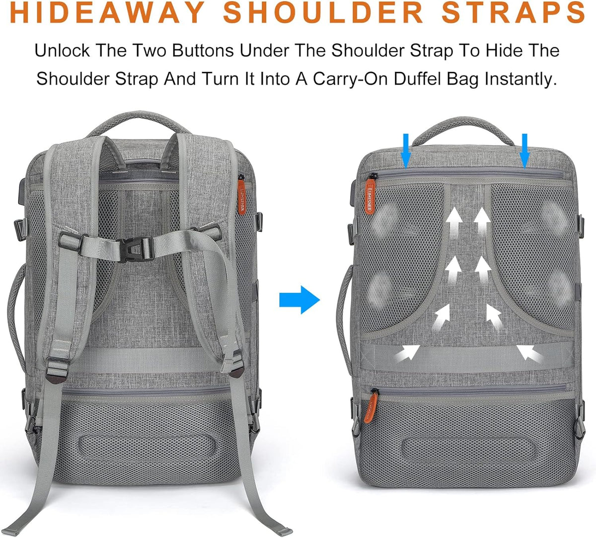 Lumesner Carry on Backpack, Extra Large 40L Flight Approved Travel Backpack for Men & Women - PuriLite