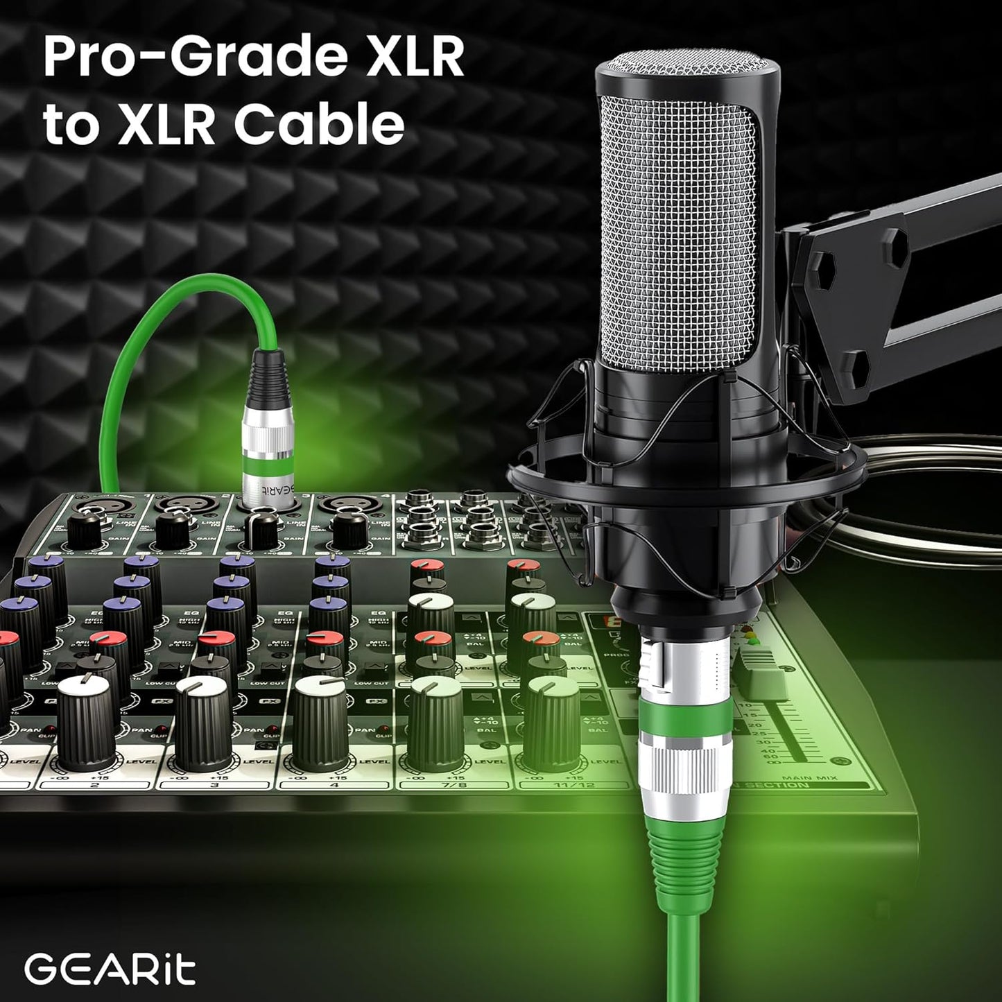 GEARit XLR Male to Female Microphone Cable (10 Feet, 6-Pack) 3-Pin Balanced Shielded Mixer, Recording Studio, Podcast - Black