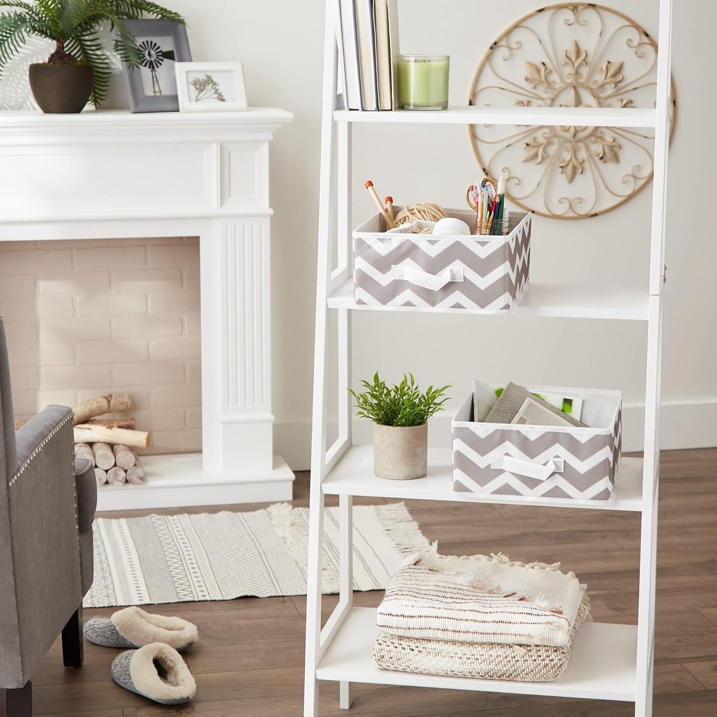 DII Foldable Fabric Storage Containers for Nurseries, Offices, Closets, Home Decor, Cube Organizers & Everyday Storage Needs, (Large - 11 x 11 x 11) Scroll Nautical Blue - Set of 2