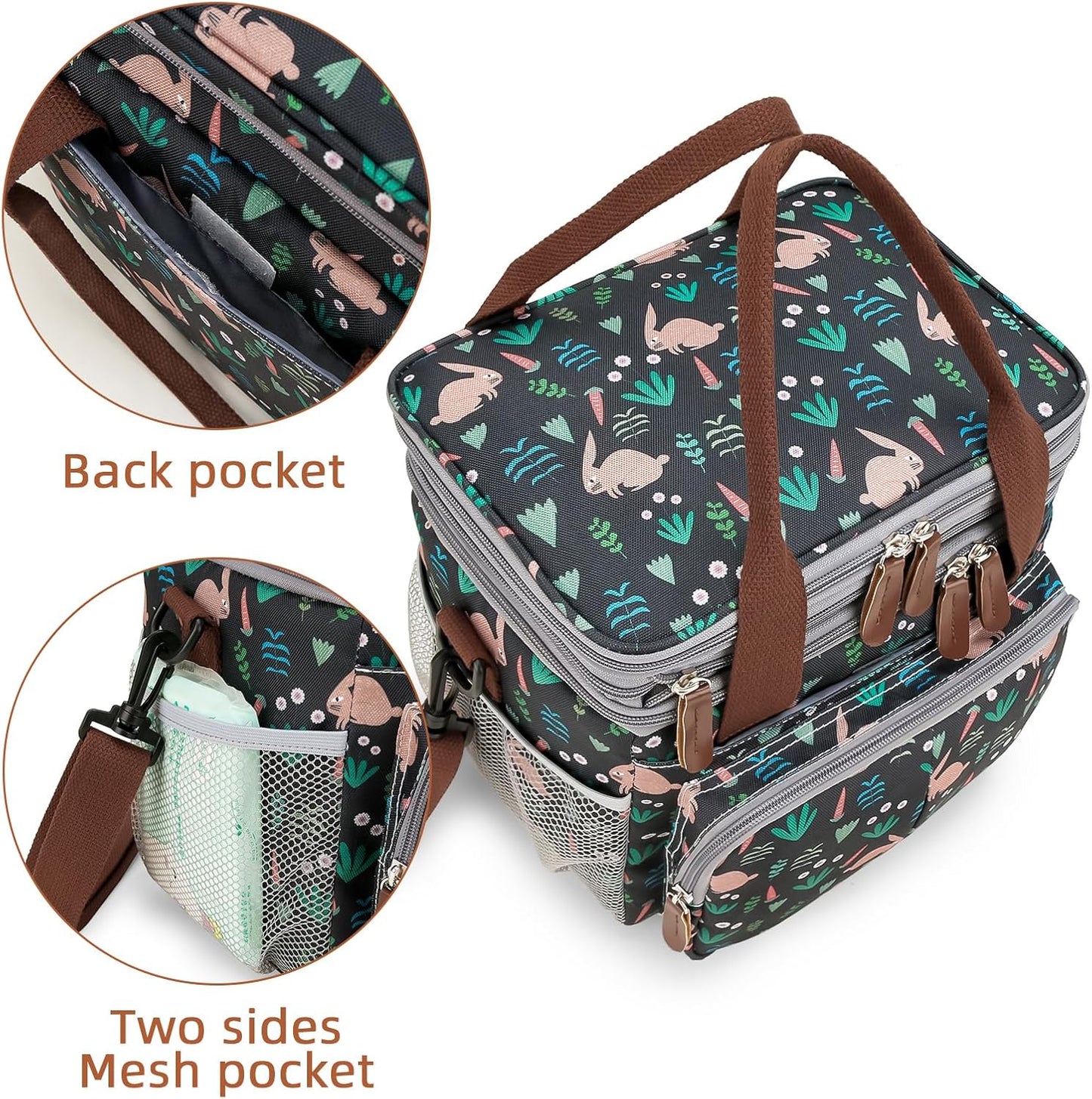 Lunch Bag Women Insulated Lunch Box for Work, Purple Expandable Large Lunch Bags, Leakproof Double Deck Lunch Box Cooler Bag(Purple)