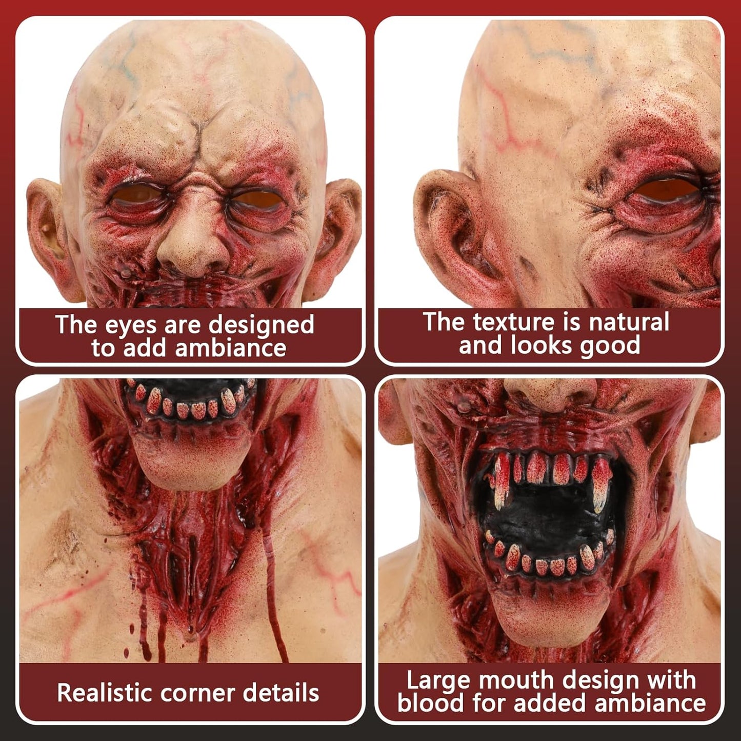Scary Halloween Vampire Zombie Mask Bloody Biochemical Monster Mask Walking Dead Demon Headgear Cosplay Props