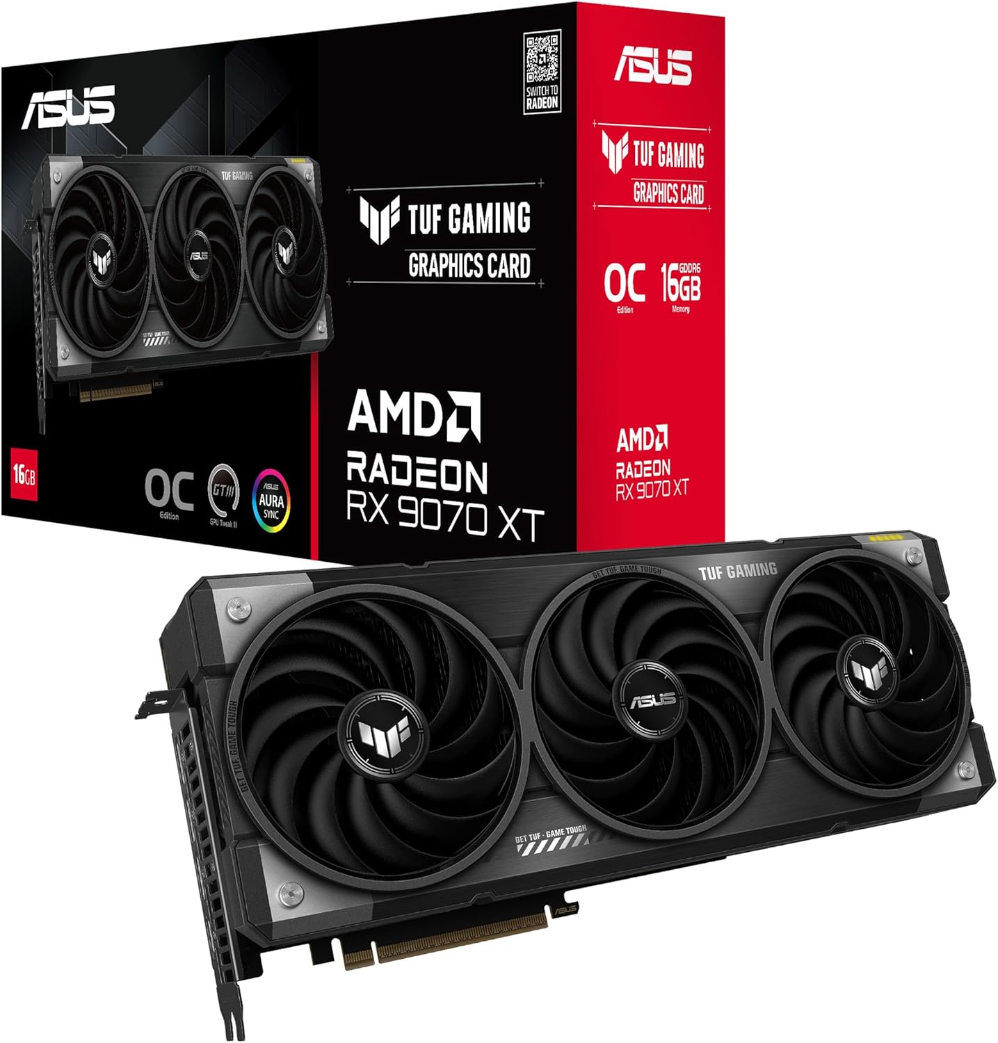 ASUS Prime Radeon™ RX 9060 XT 16GB GDDR6 OC Edition Graphics Card (PCIe 5.0, HDMI/DP 2.1, 2.5-Slot Design, axial-tech Fans, Dual Ball Fan Bearings, Dual BIOS, ASUS GPU Guard)