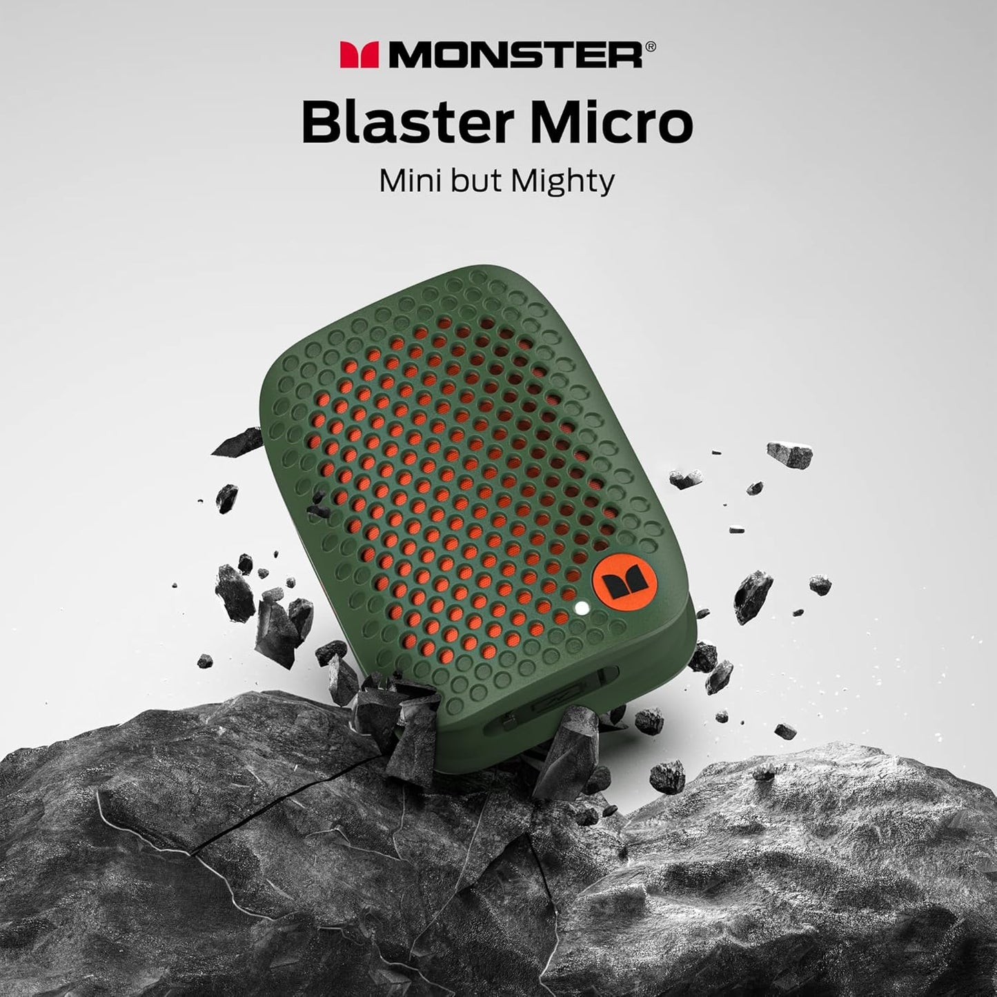 Monster Blaster Micro Clip on Bluetooth Speaker, Wireless Wearable Speaker for Hands-Free Calls and Music, Mini Small Portable Speaker for Workout, Cycling, Running, TWS, IPX7, 12H Playtime, Blue