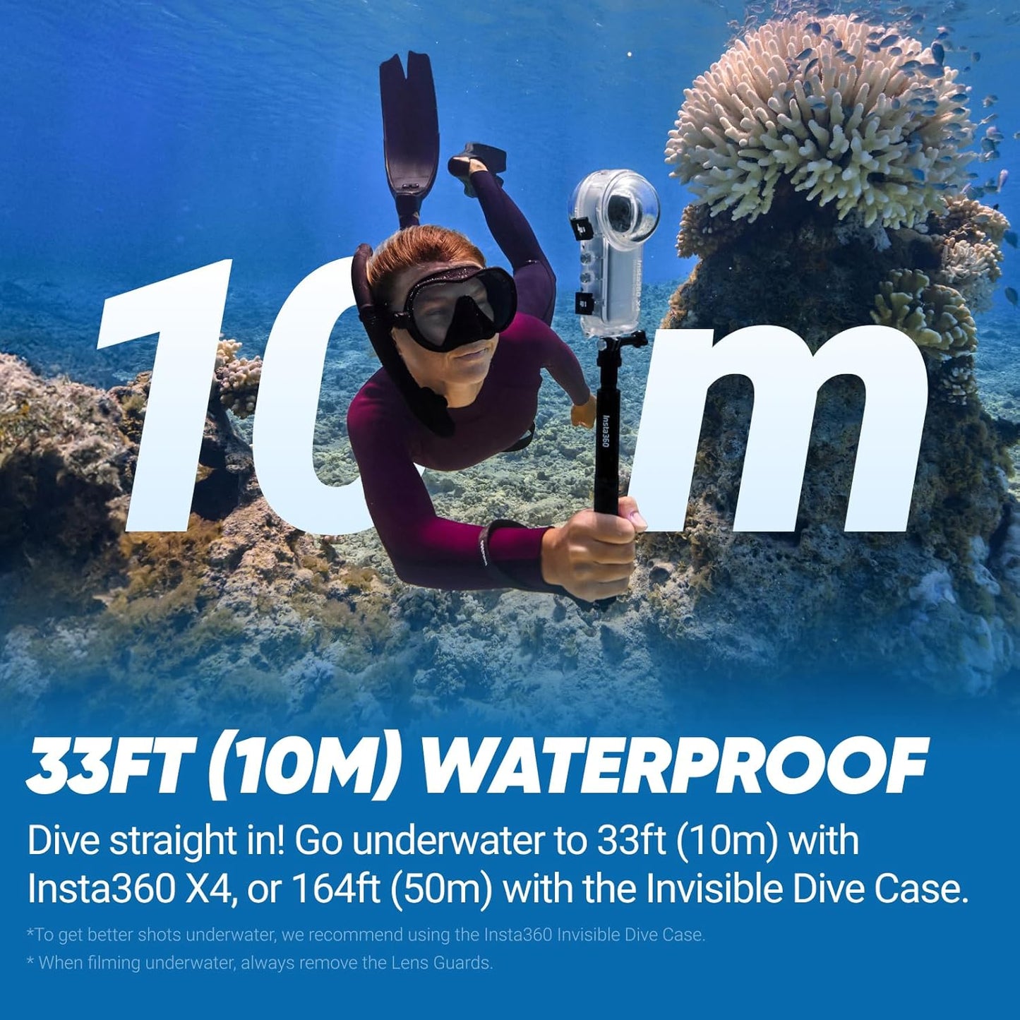 Insta360 X4 Standard Bundle - Waterproof 8K 360 Action Camera, 4K Wide-Angle Video, Invisible Selfie Stick Effect, Removable Lens Guards, 135 Min Battery Life, AI Editing, Stabilization