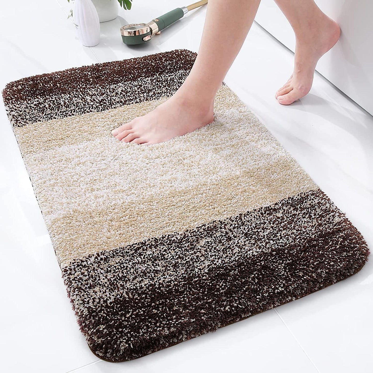OLANLY Luxury Microfiber Bath Mat, Extra Soft and Absorbent Bathroom Mat, Non-Slip Plush Shaggy Bathroom Rug, Machine Wash Dry, Bath Rugs for Bathroom Floor, Tub and Shower, 16x24, Grey