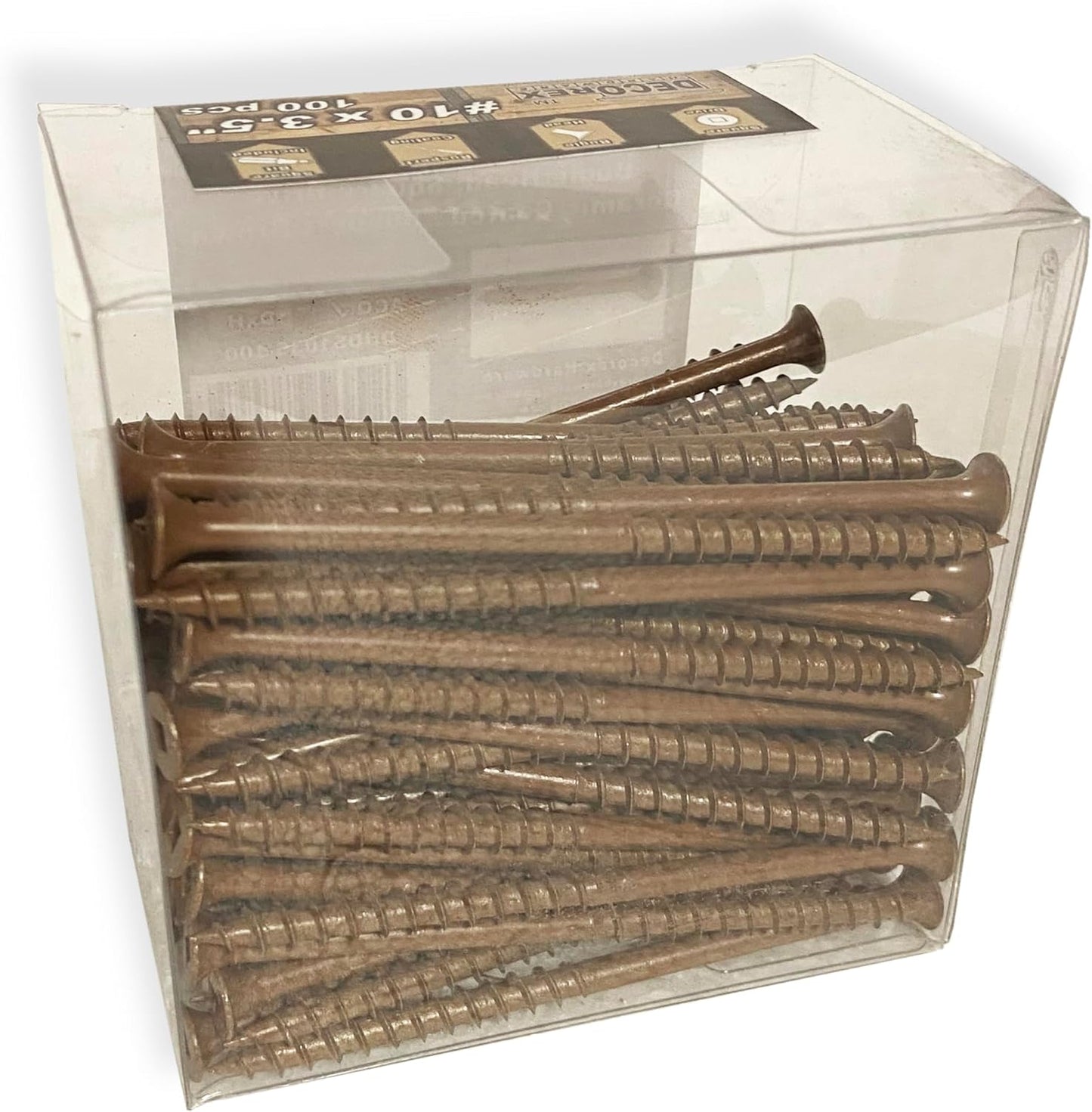 #8 x 3" Deck Screws | Square Drive | Bugle Head | Brown Ruspert | 100pcs Box