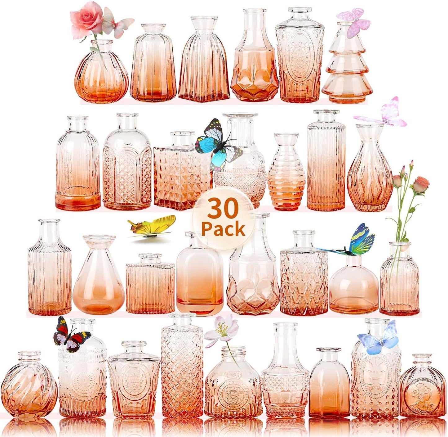 30 Pcs Mini Bud Vases As Wedding Centerpieces for Tables,Clear Bud Vases for Flowers,Small Flower Vases Suitable for Birthday Party,Anniversary,Wedding Reception,Baby Shower