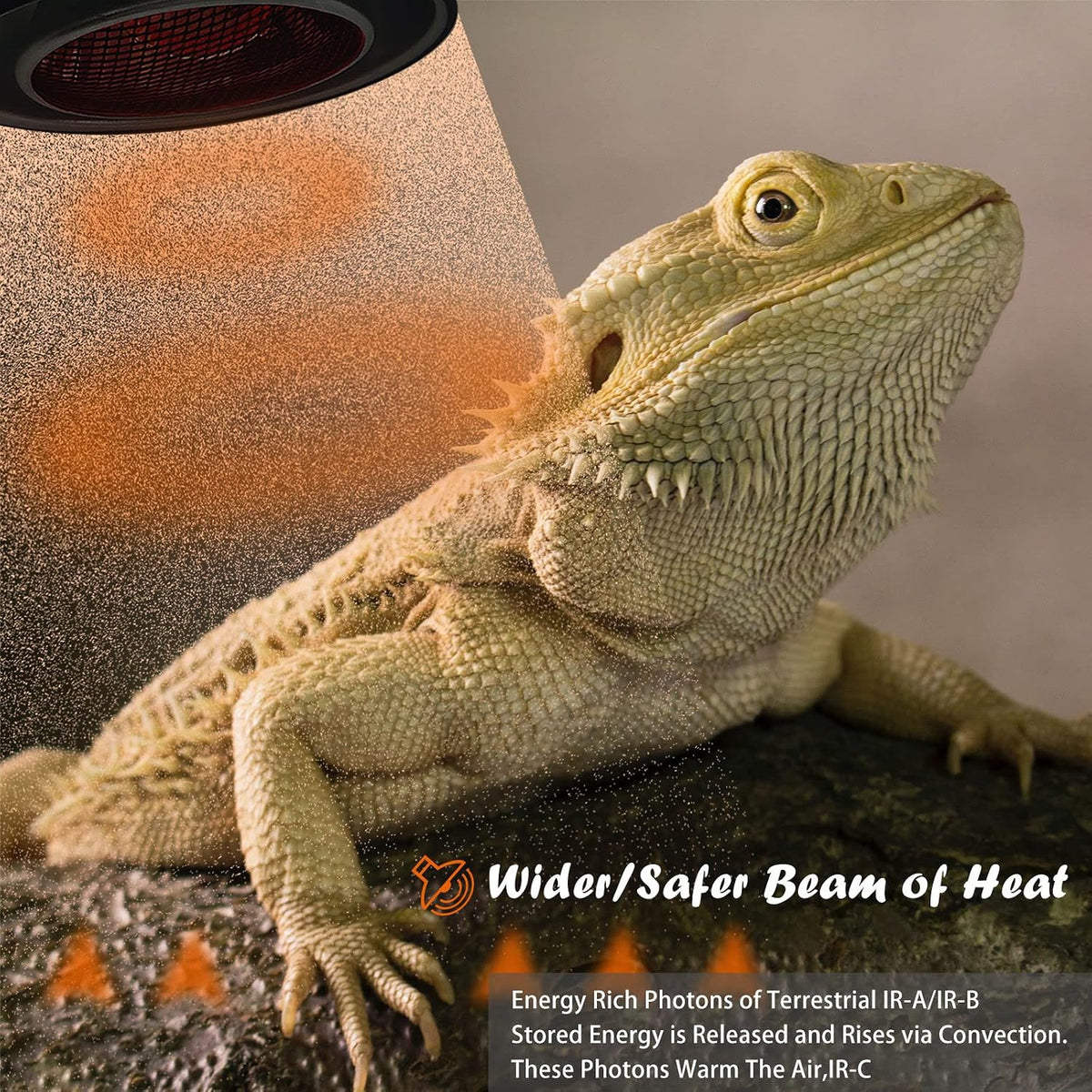 Deep Heat Projector Reptile Heat Lamp Bulb (160W, PAR38), Basking Light for Bearded Dragon & Leopard Gecko, Carbon Infrared Heater for Amphibian Pet