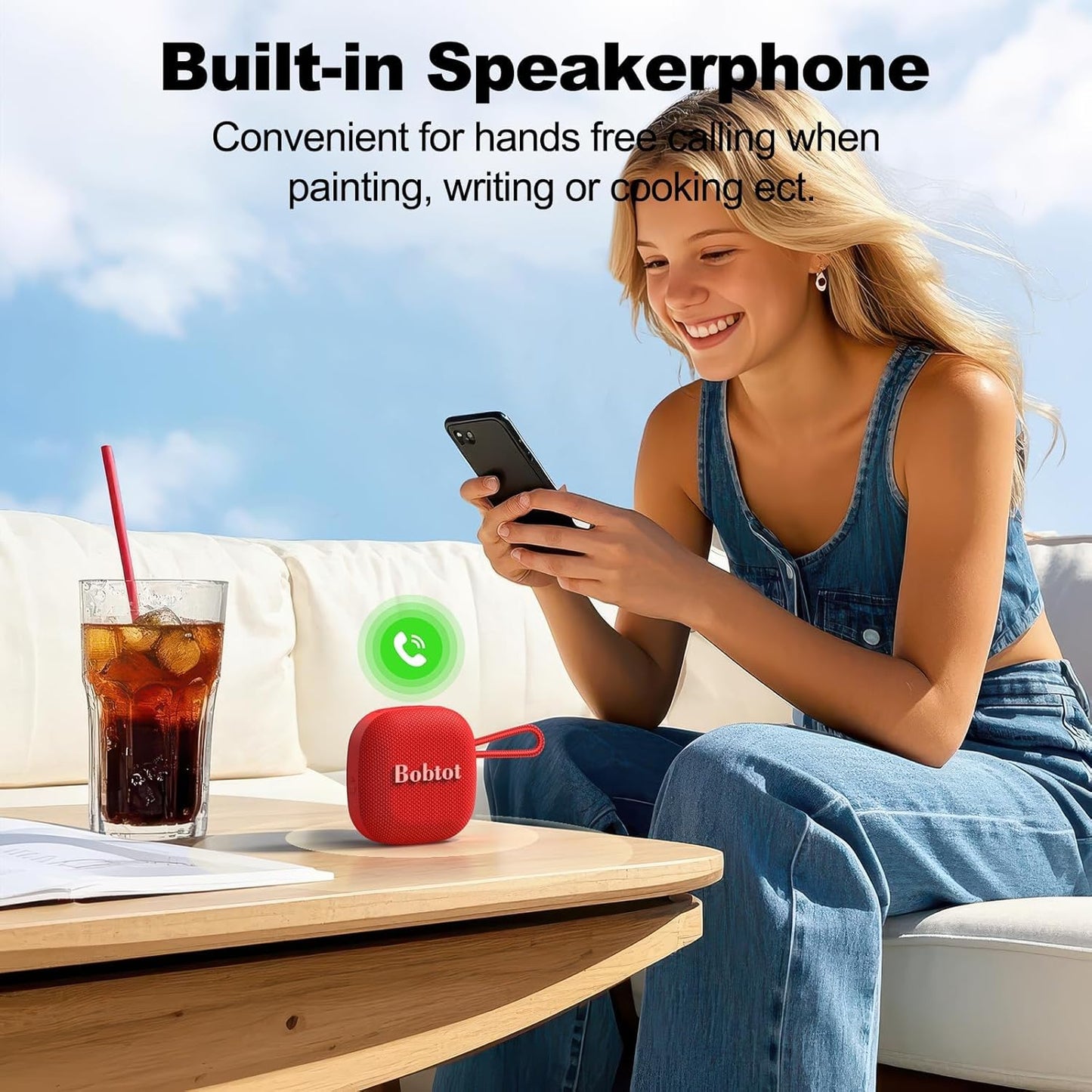 Bobtot Portable Bluetooth Speakers Wireless - IPX7 Waterproof Mini Shower Speaker with 16 Hours Playtime, Loud Stereo Sound, Rich Bass, TWS, Built-in Mic, Small Size for Travel Sport, Green