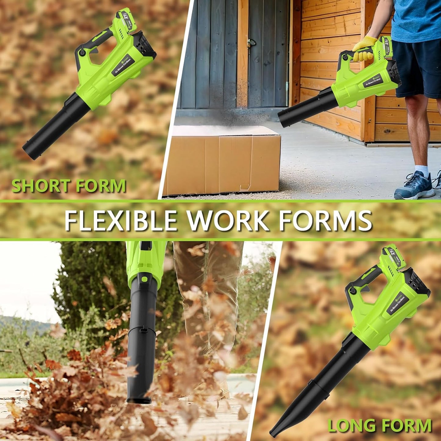 GREENER 21V Leaf Blower Cordless - 460CFM/145MPH Turbo Mode Electric Leaf Blower with 2 X 4.0Ah Battery and Fast Charger Included, Blowing Leaves and Dust, Patio Cleaning
