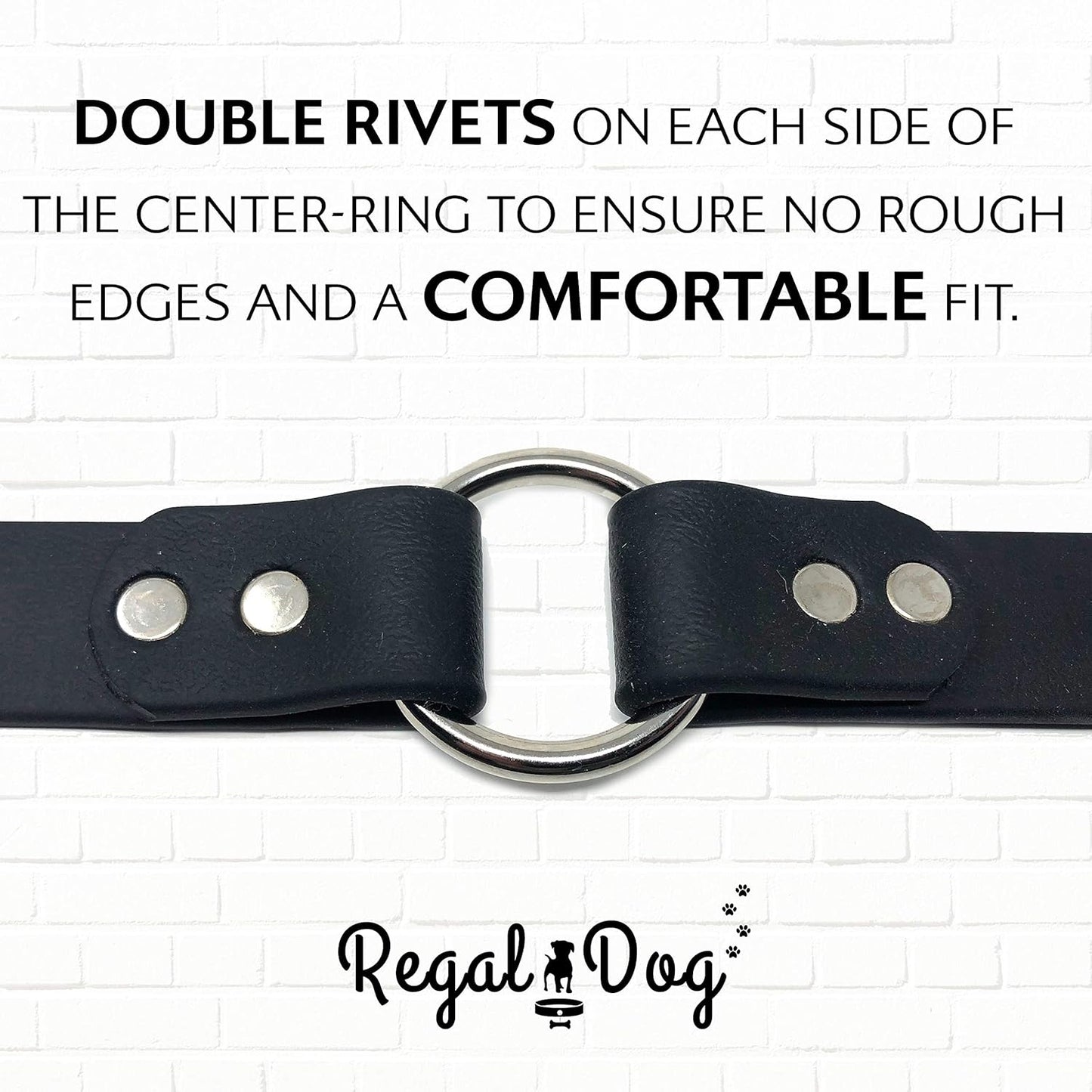 Regal Dog Products Medium Orange Dog Collar with Heavy Duty Double Buckle & D Ring | Vinyl Coated, Custom Fit, Adjustable Biothane Dog Collar Chew Resistant Waterproof Center-Ring Collar for Dogs