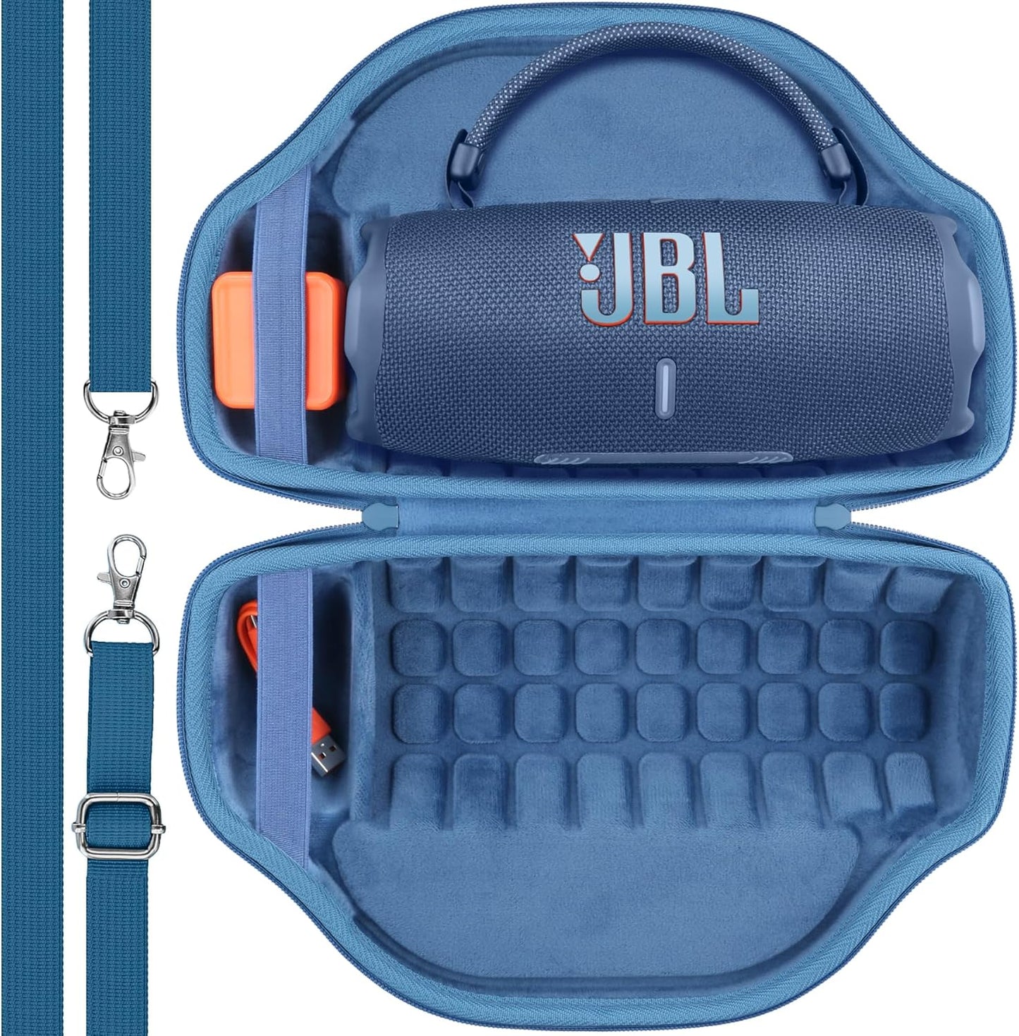 co2CREA Case for JBL Charge 6 Waterproof Portable Bluetooth Speaker, Hard Travel Case with Detachable Shoulder Strap (White Case)