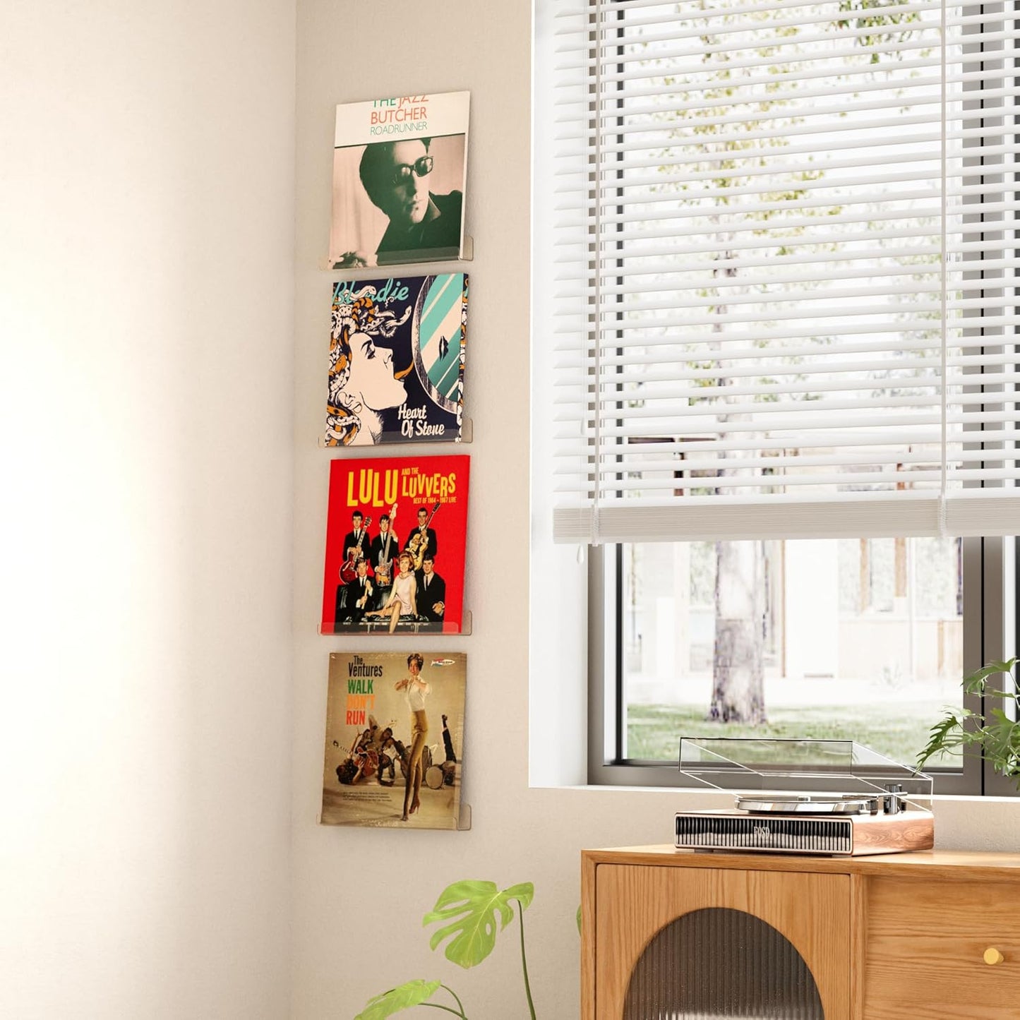 upsimples Clear Acrylic Shelves for Storage, 15" Floating Shelves Wall Mounted for Kids Bookshelf/Display Ledge for Bedroom, Living Room, Bathroom, Kitchen, Set of 4