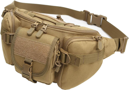 Tactical Fanny Pack Military Waist Bag Pack Utility Hip Pack Bag with Adjustable Strap Waterproof for Outdoors Fishing Cycling Camping Hiking Traveling Hunting Shopping Dog Walking