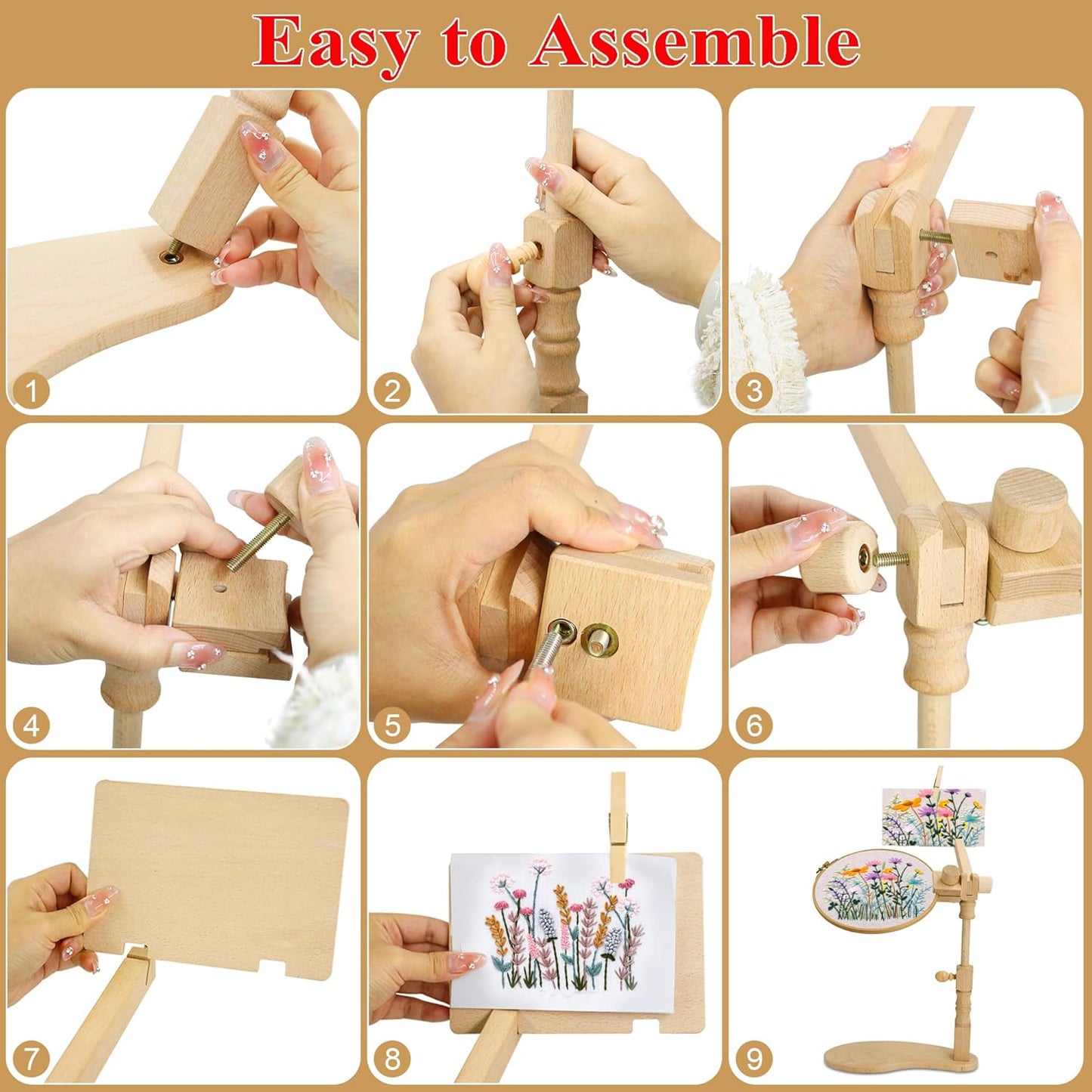 Purilite Select Adjustable Beech Wood Embroidery Hoop Stand