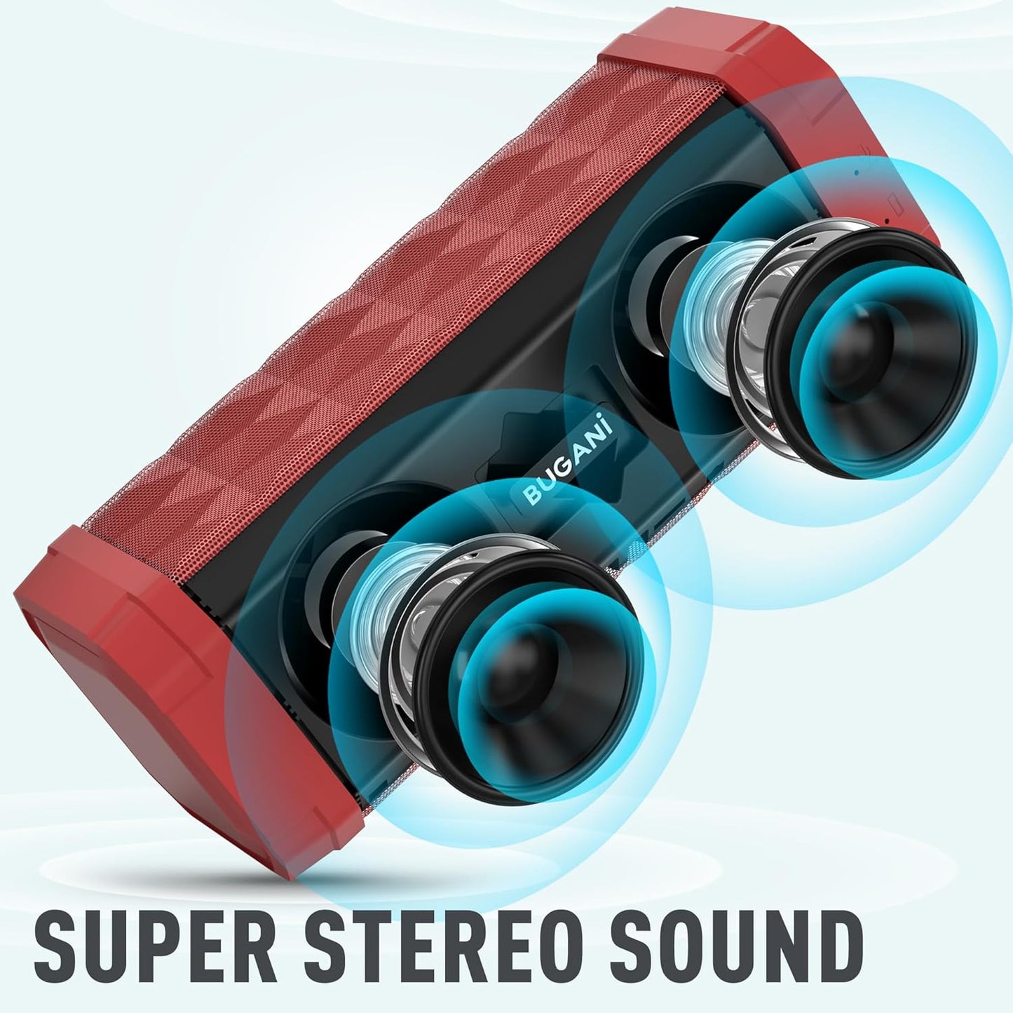 M99 Bluetooth Speaker, BUGANI Wireless Portable Speaker Stereo Sound, IPX5 Speaker, Built-in Microphone 24H Play, Bluetooth 5.0, USB-C Charging, Outdoor Speaker Suitable for Home Hiking, Red