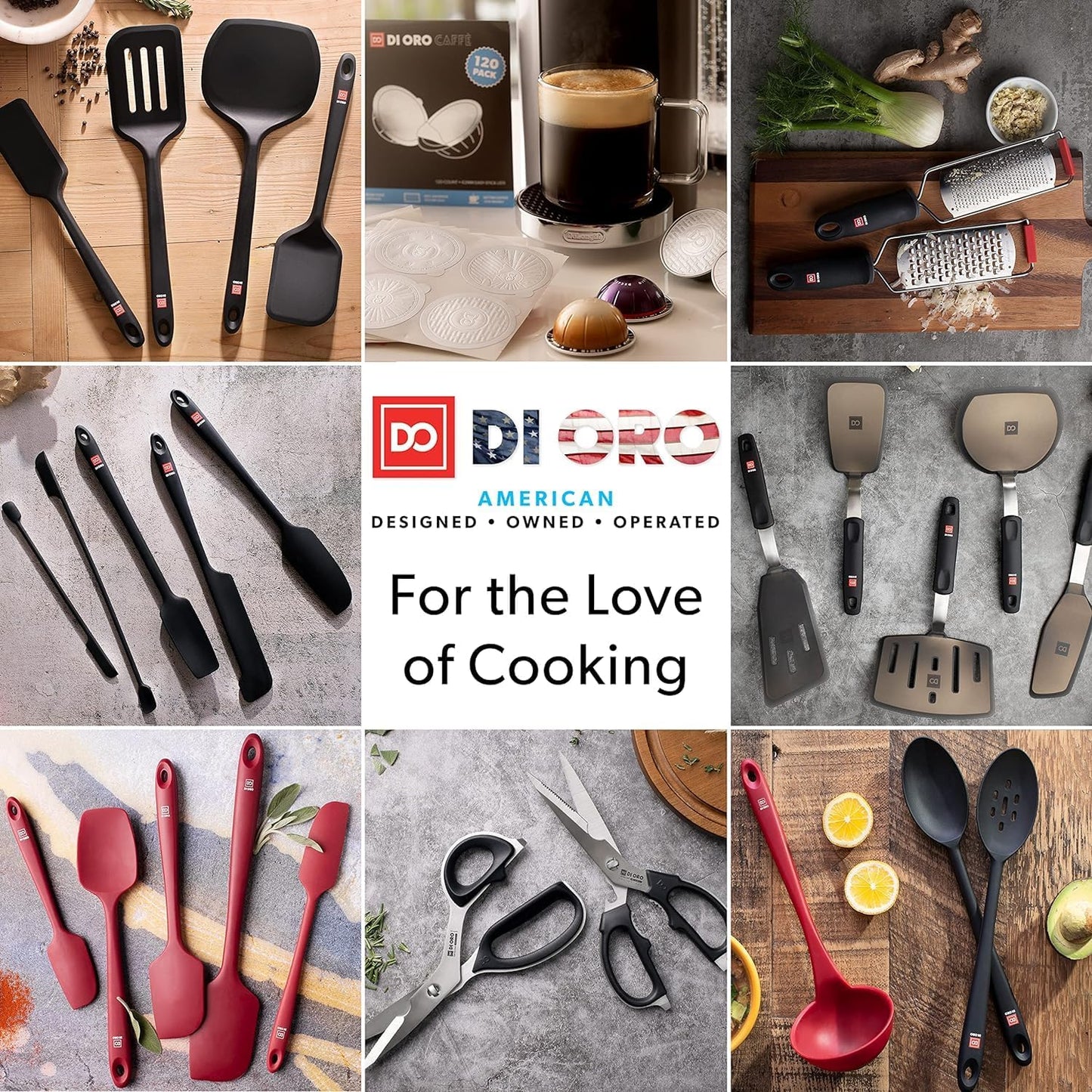 DI ORO Silicone Spatula Set - Rubber Kitchen Spatulas for Baking, Cooking, & Mixing - 600°F Heat-Resistant & BPA Free Silicone Scraper Spatulas for Nonstick Cookware - Dishwasher Safe (5pc, Black)